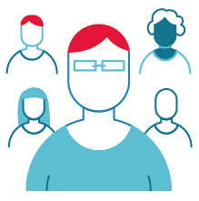 Graphic icon showing ratio of psychiatrist to population